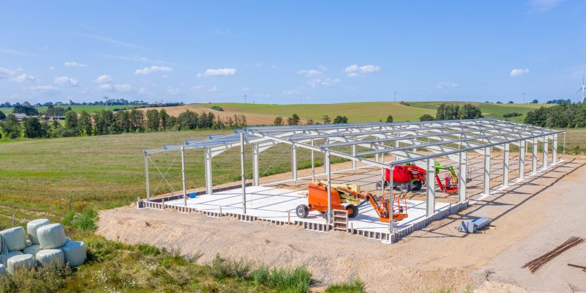 Pre-engineered building under construction