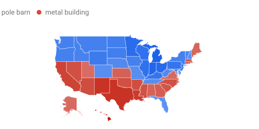 Mapped: Pole Vs Steel Framed Buildings Construction by State