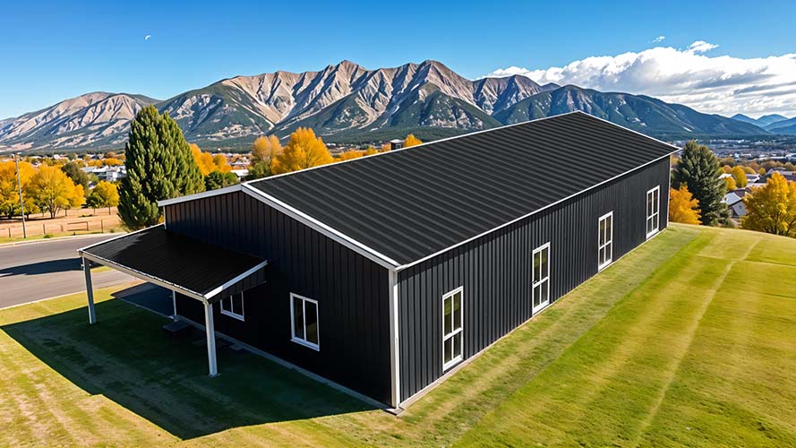 one story barndominium wrap around porch
