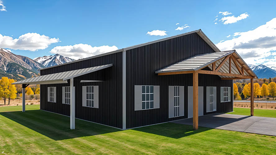 single story three bedroom barndominium