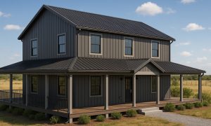 small barndominium wrap around porch