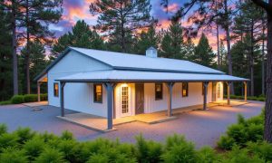 white metal house