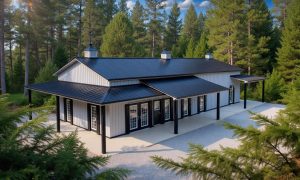 metal barn home in black and gray