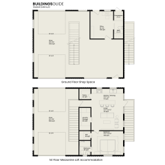 barndominium plan 2 story, 2400 sq ft, 1-bedroom with shop