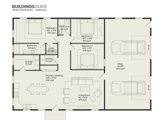 2400 sq ft 3-bedroom with 800 sq ft shop