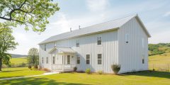 four-bedroom barndominium home in white