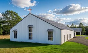 Modern design 300-seat church side view