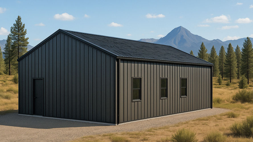 shop with atached carport rear view