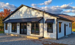 barndominium 2 bedroom 2 bath in black and white, single story