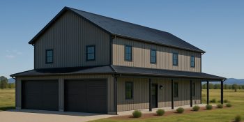 Large four bedroom barndominium with an lower level garage for 3-4 vehicles