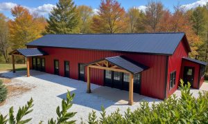 1200 sq ft barndominium 3 bedroom in red and black