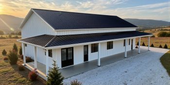 3 bedroom 2 bath barndominium in white and black