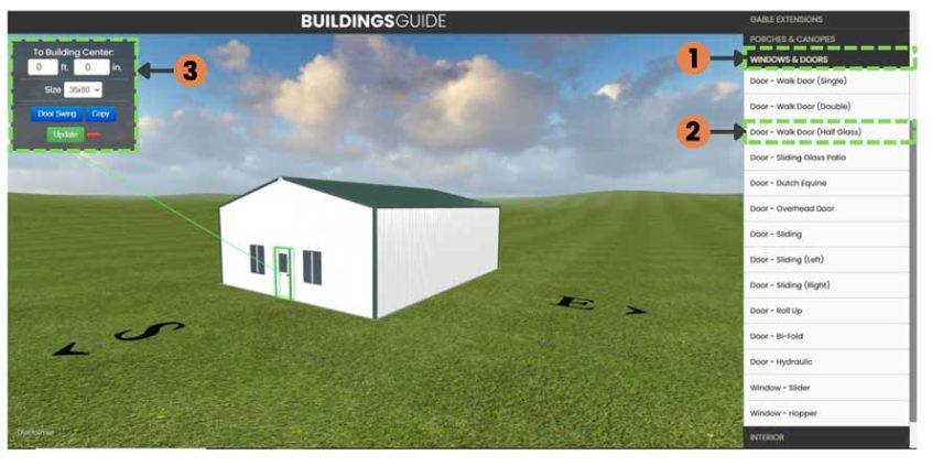 3D designer adding metal building windows and doors