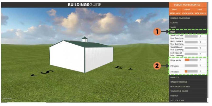 3D designer a cupola and roof vents to a steel building