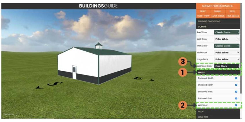 3D designer adding wainscot to a metal building