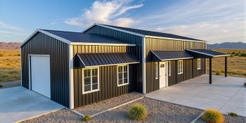 barndominium with porch and attached garage