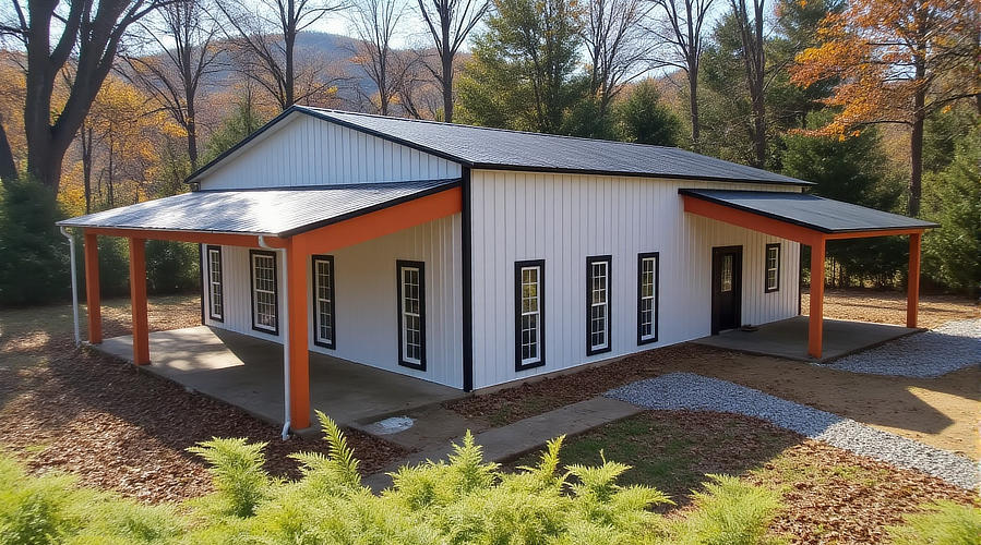 1400 sq ft barndominium, single story in white