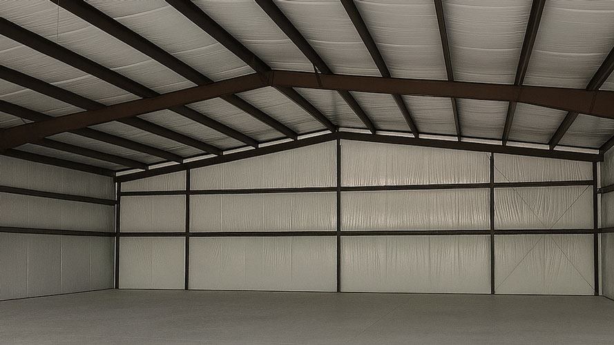 interior of a steel building