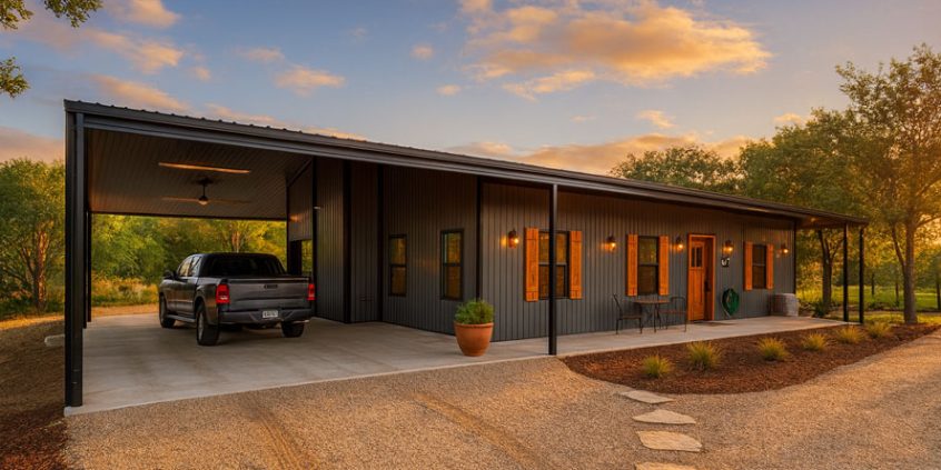 barn style home under construction