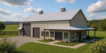 A 40x60 Rustic shop house with two bedrooms & 1,200 sq ft workspace on one level in