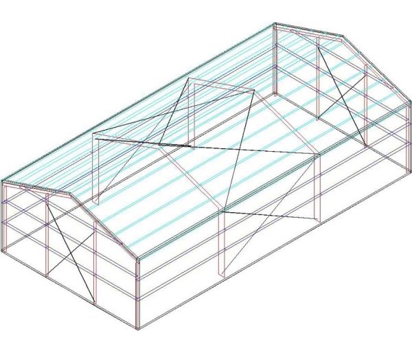 CAD drawing 40x80x18 metal building engineering plan