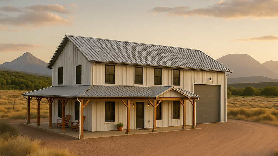 30x40 Barndominium in white (3 bedrooms)