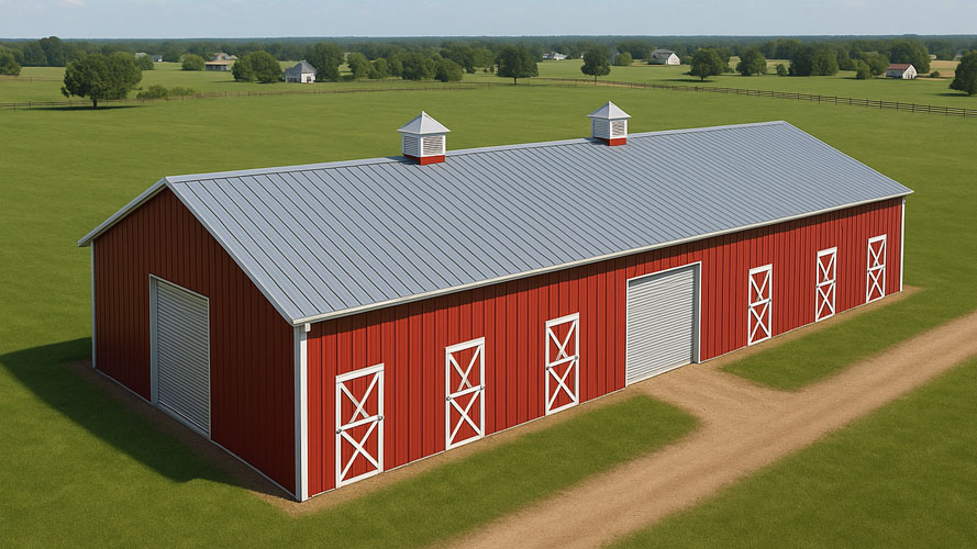 12 stall horse barn with center aisle