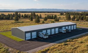 Rv storage building with twelve motorhome bays