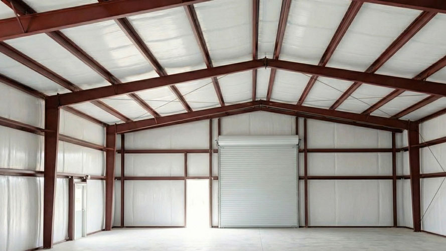Interior photo of a pre-engineered 30 x 50 metal building