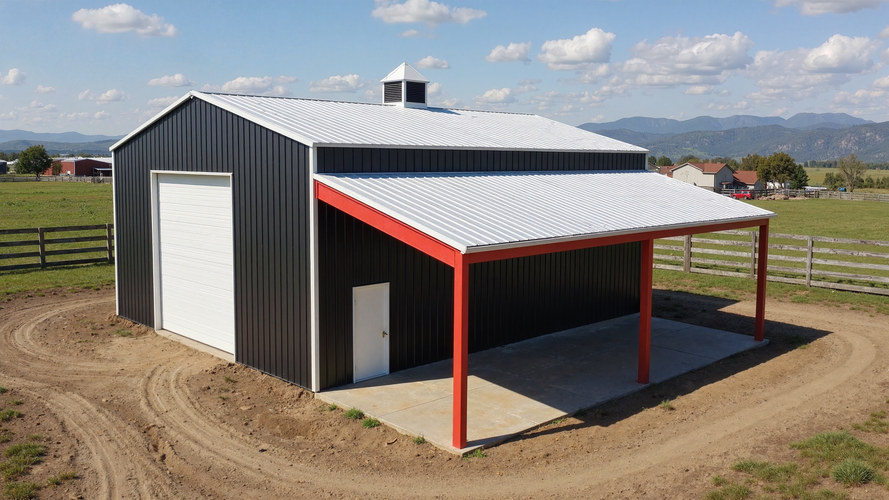 Small agricultural barn with lean to