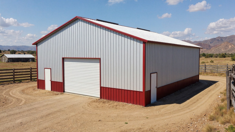 white metal barn