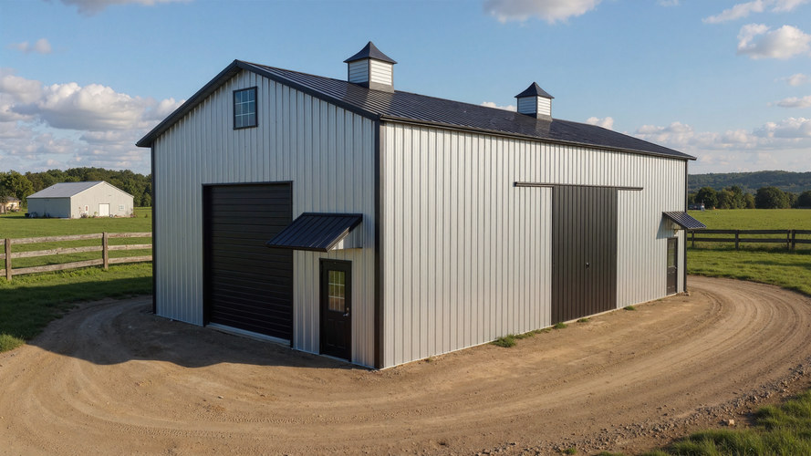 Modern pre fab metal barn