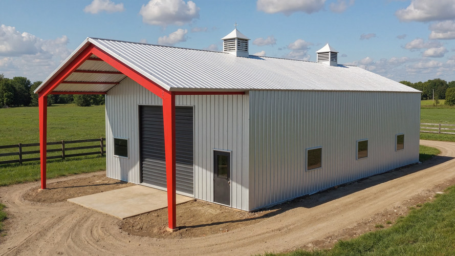 red iron barn