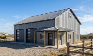 2 car, 30x40 metal garage with loft in gray and black