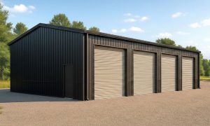 40x60 garage, 4 bay in brown and beige