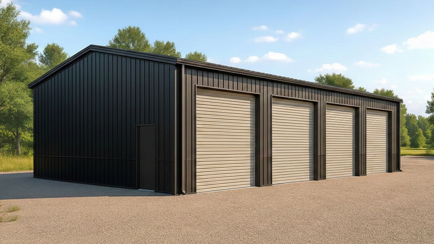 40x60 garage, 4 bay in brown and beige