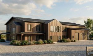 10,000 sq ft barndominium in brown and black
