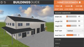 Interface for 3D barndominium builder software