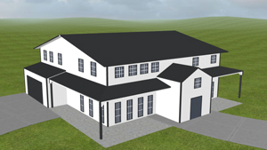 3D model for a modern farmhouse barndo in white