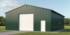 Photo of a new 30x50 metal building in green and white