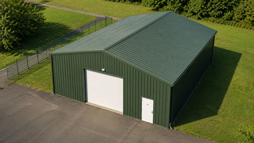 Aerial photo of a 30x50 metal building