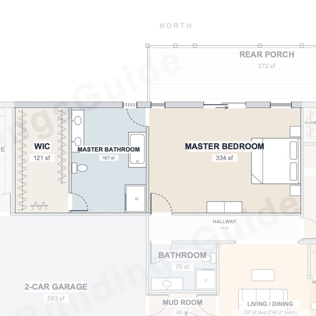 The Alder 40×60 barndominium floor plan detail: the master suite