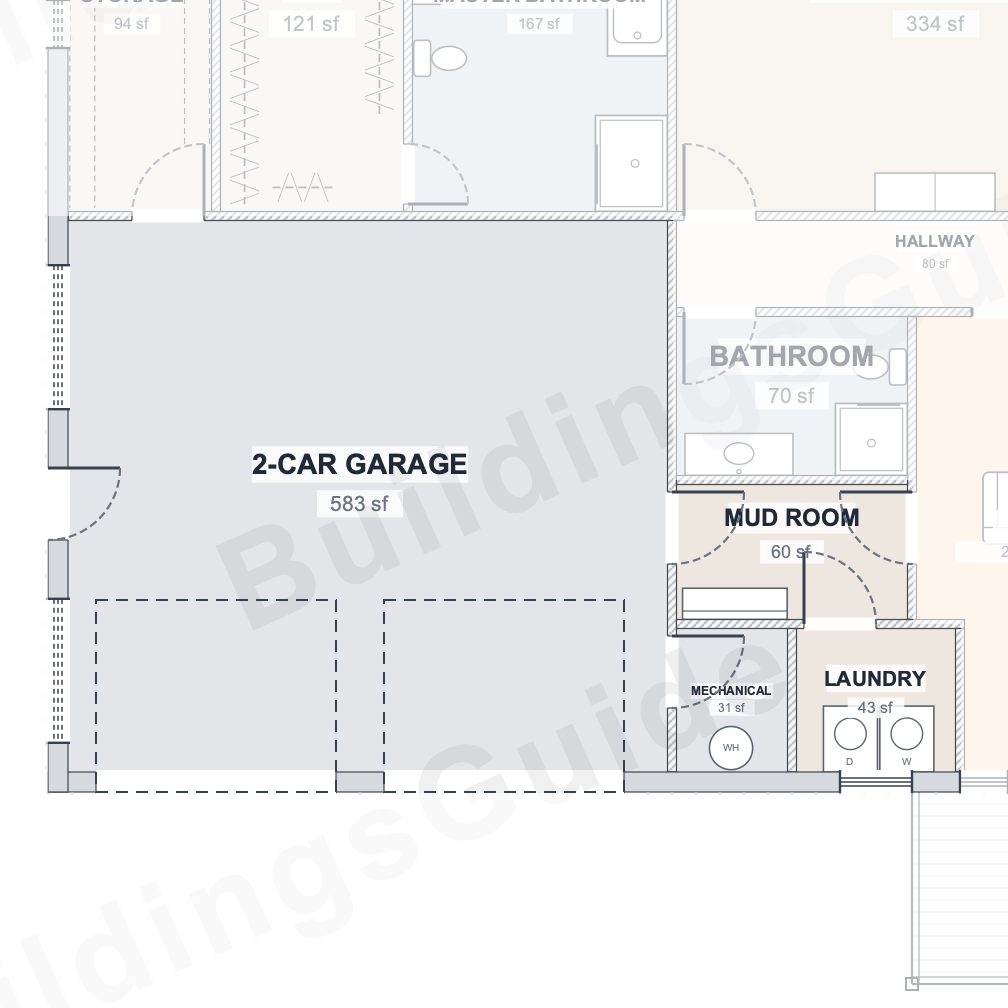 The Alder 40×60 barndominium floor plan detail: work & service