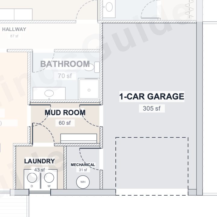 The Bramble 40×50 barndominium floor plan detail: work & service