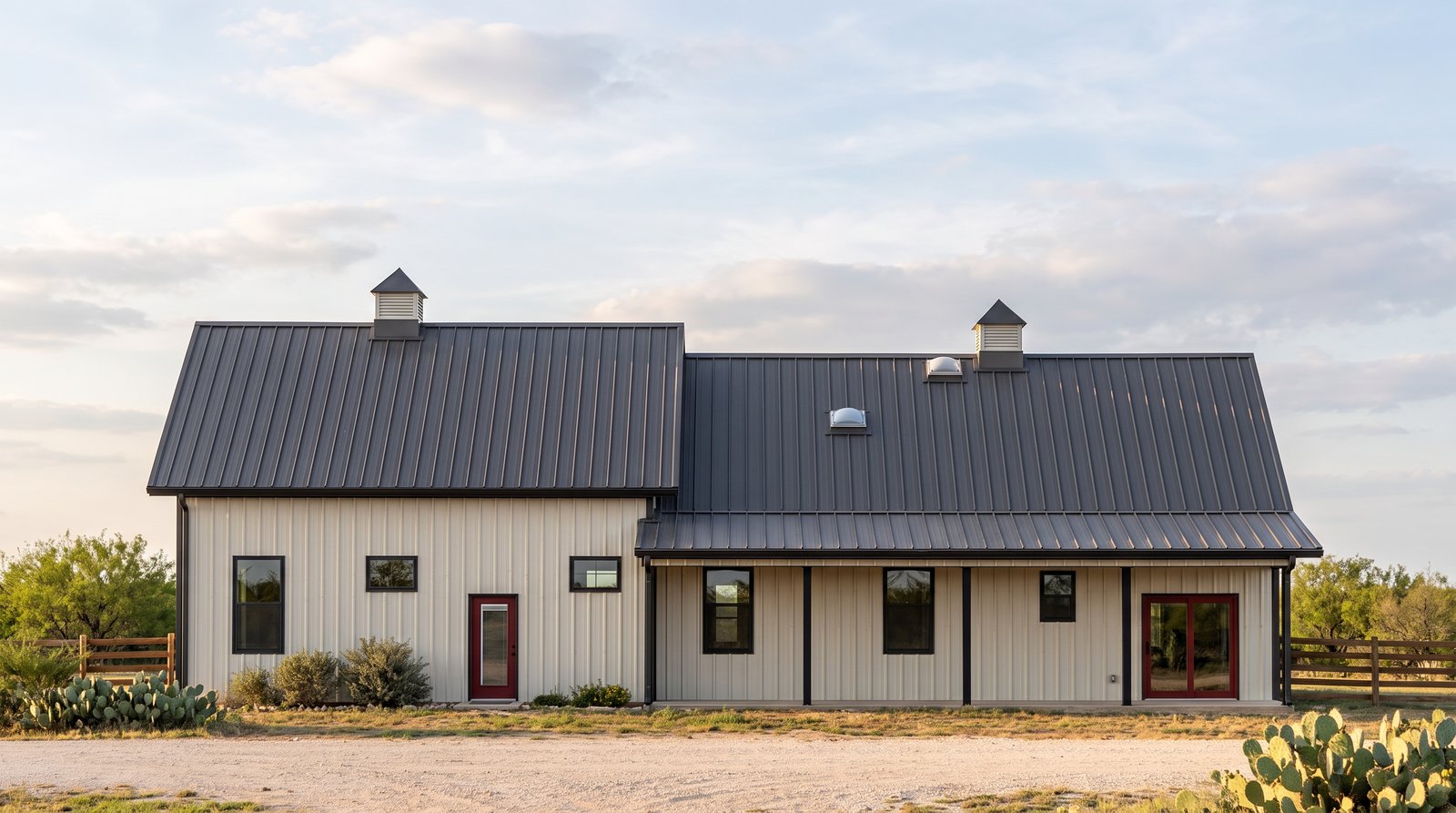 The Brazos 40×70 barndominium rear elevation (north on the plan) with the 40 foot covered porch