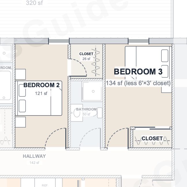 The Brazos 40×70 barndominium floor plan detail: the other bedrooms