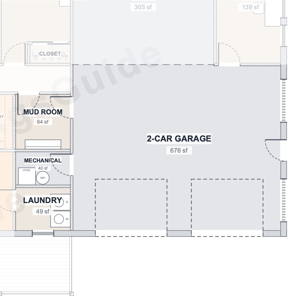 The Brazos 40×70 barndominium floor plan detail: work & service