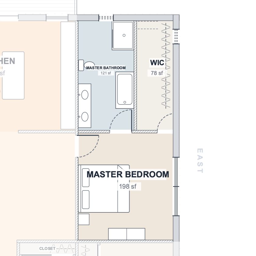 The Caprock 40×90 barndominium floor plan detail: the master suite