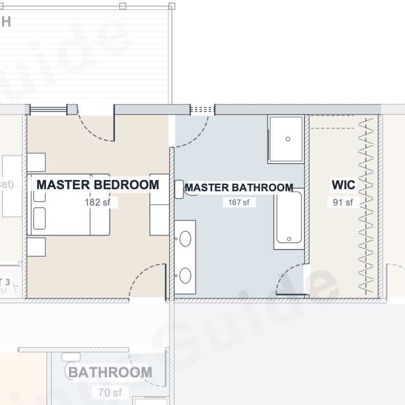 The Fieldstone 40×60 barndominium floor plan detail: the master suite