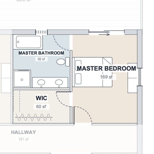 The Forge 50×95 barndominium floor plan detail: the master suite